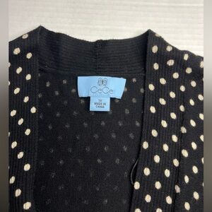 CeCe Black and White Polka Dot Cardigan